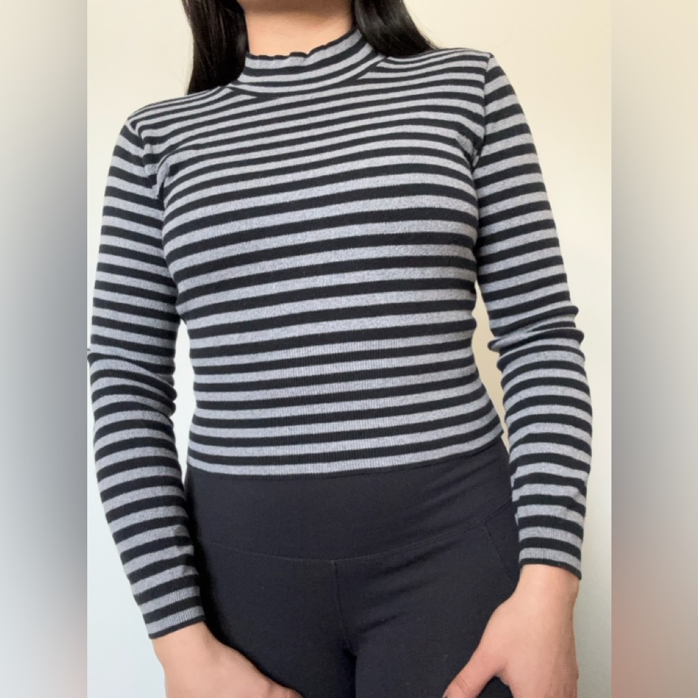Striped Black and Gray Top